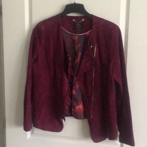 Suede jacket in burgundy